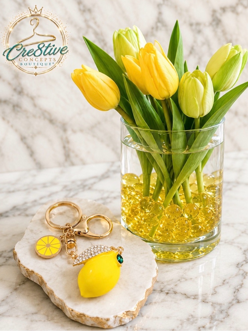 Lemon Rhinestone Bag Charm Keychain - Picture 4 of 6